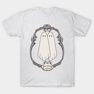 cute ghosts best friend forever in art nouveau frame| Best Friends Gift| CuteHalloween Wall Art| Goth Bridesmaid Gift T-Shirt